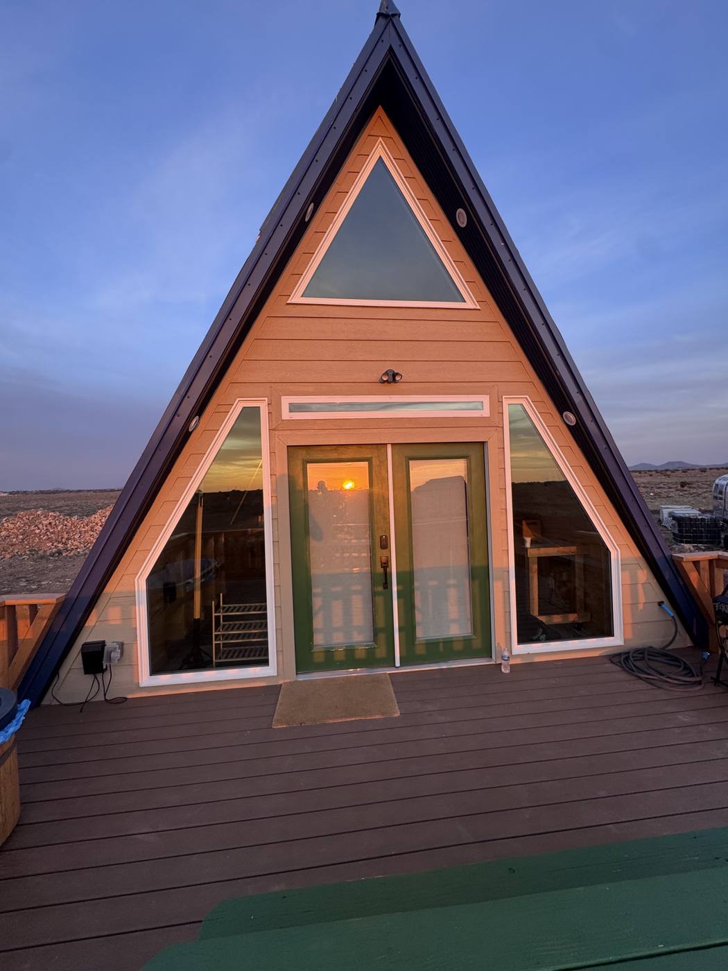 Coucher de soleil sur la cabane Mont Bleu en Arizona